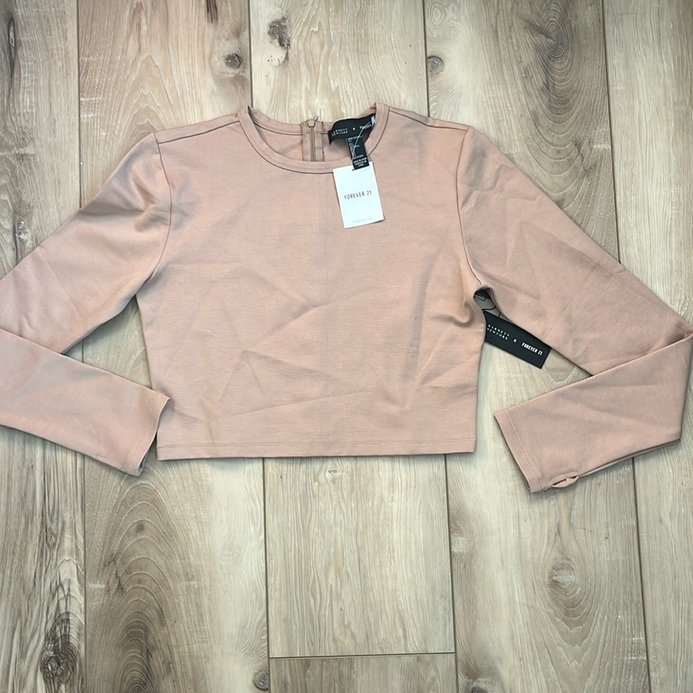 Barneys NY x Forever 21 Fitted Knit Top Taupe Size Large NEW